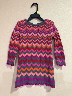 Hanna Andersson Chevron Knit Tunic in Pink, Purple, Orange & Gray-110